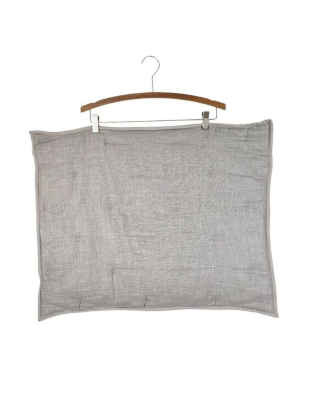 West Elm Standard Pillow Sham Silver Gray Quilted Linen Blend Pillow Cover